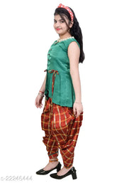 Cotton blend lehenga choli (Patiala suit) for kids, Indian Leheriya anarkali design with dupatta, SNIFFY party wear for girls